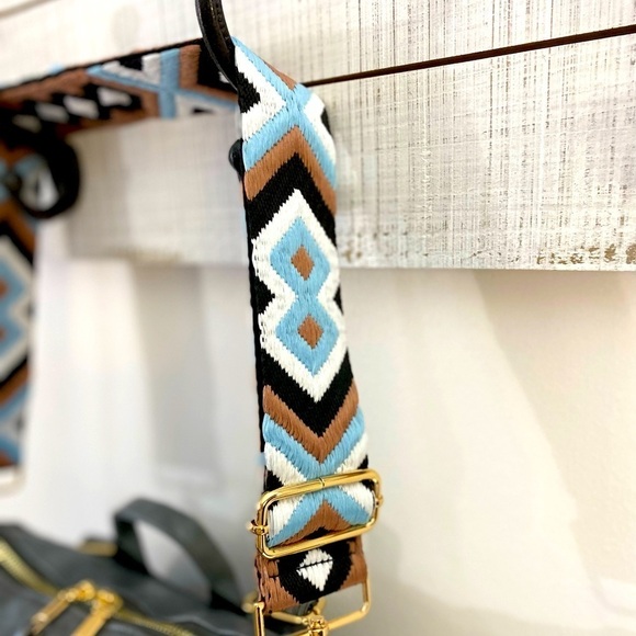 BRAND NEW! Grey Camden Bag w/Aqua Brown Crossbody Strap💙🤎 - Picture 7 of 16